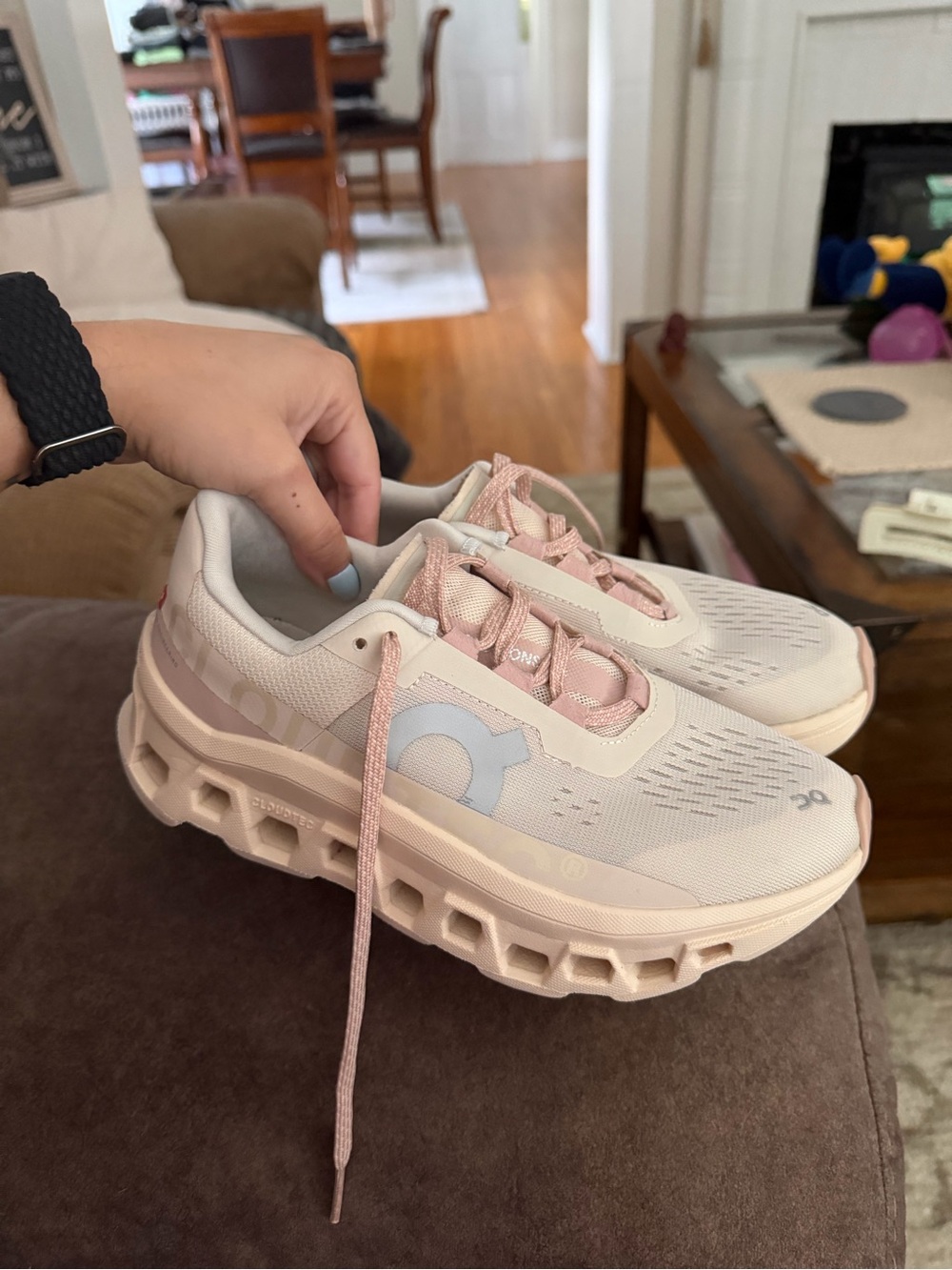 On Cloudmonster Tan & Pink Women’s Size 6